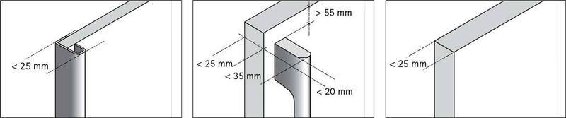 Díky trajektorii pohybu dveří po křivce lze namontovat úchytky s výškou až 35 mm, a to prakticky na kterémkoliv místě dveří.