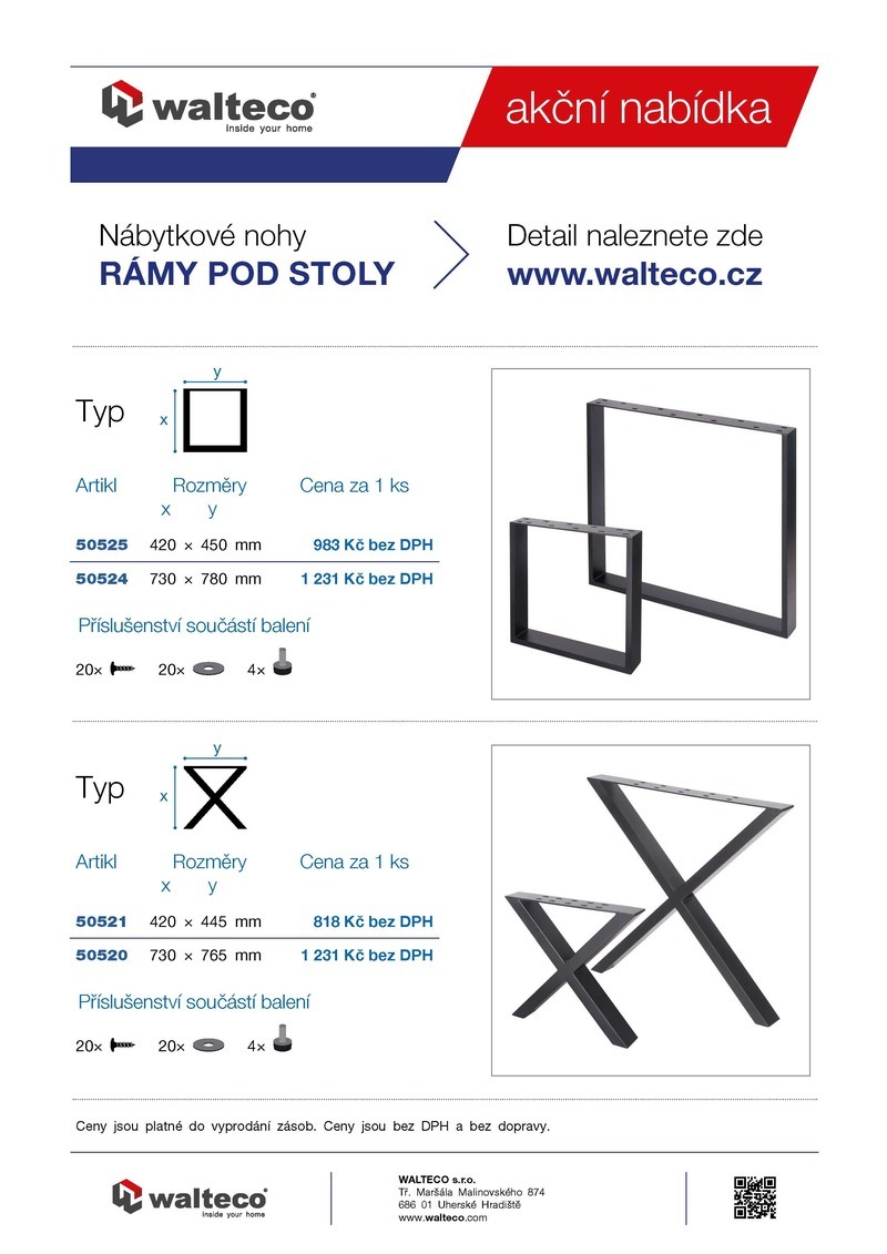 Nábytkové nohy - RÁMY POD STOLY