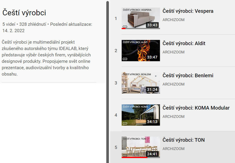 Čeští výrobci na Youtube